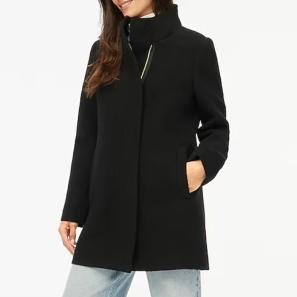 New J.Crew Stadium Cloth City Wool Blend Coat Black 0, XS $238